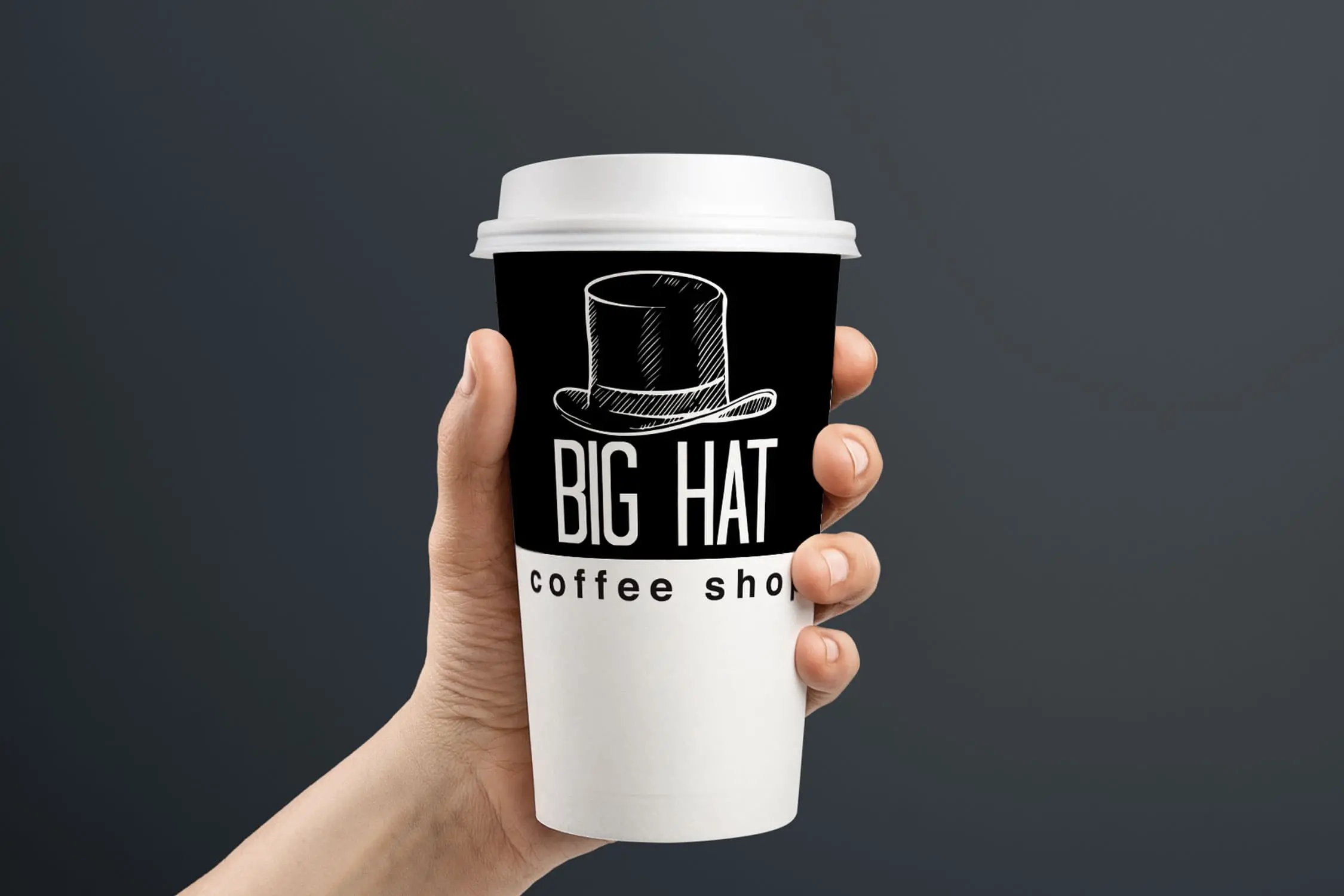 big hat coffee shop coffee cup