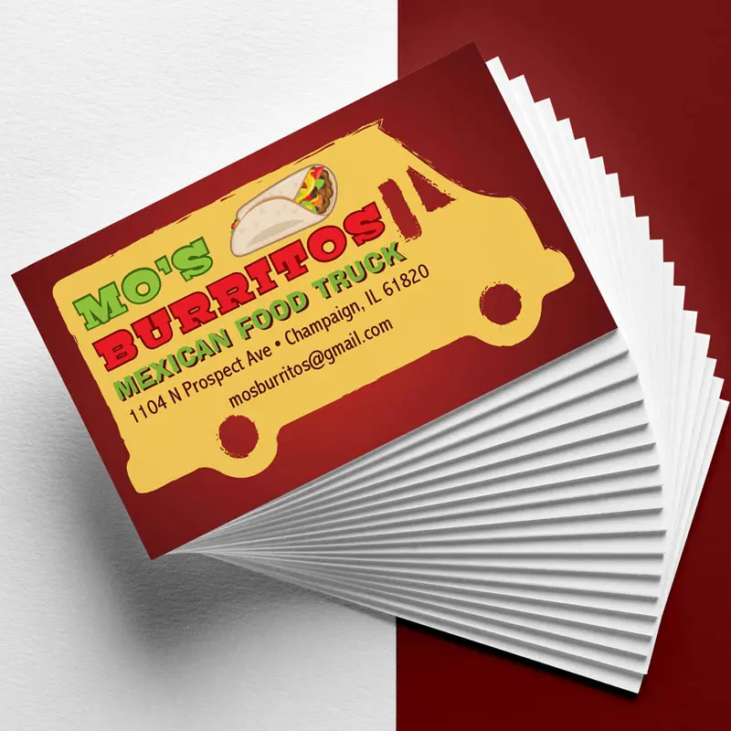 mo's burritos mexican food truck business cards
